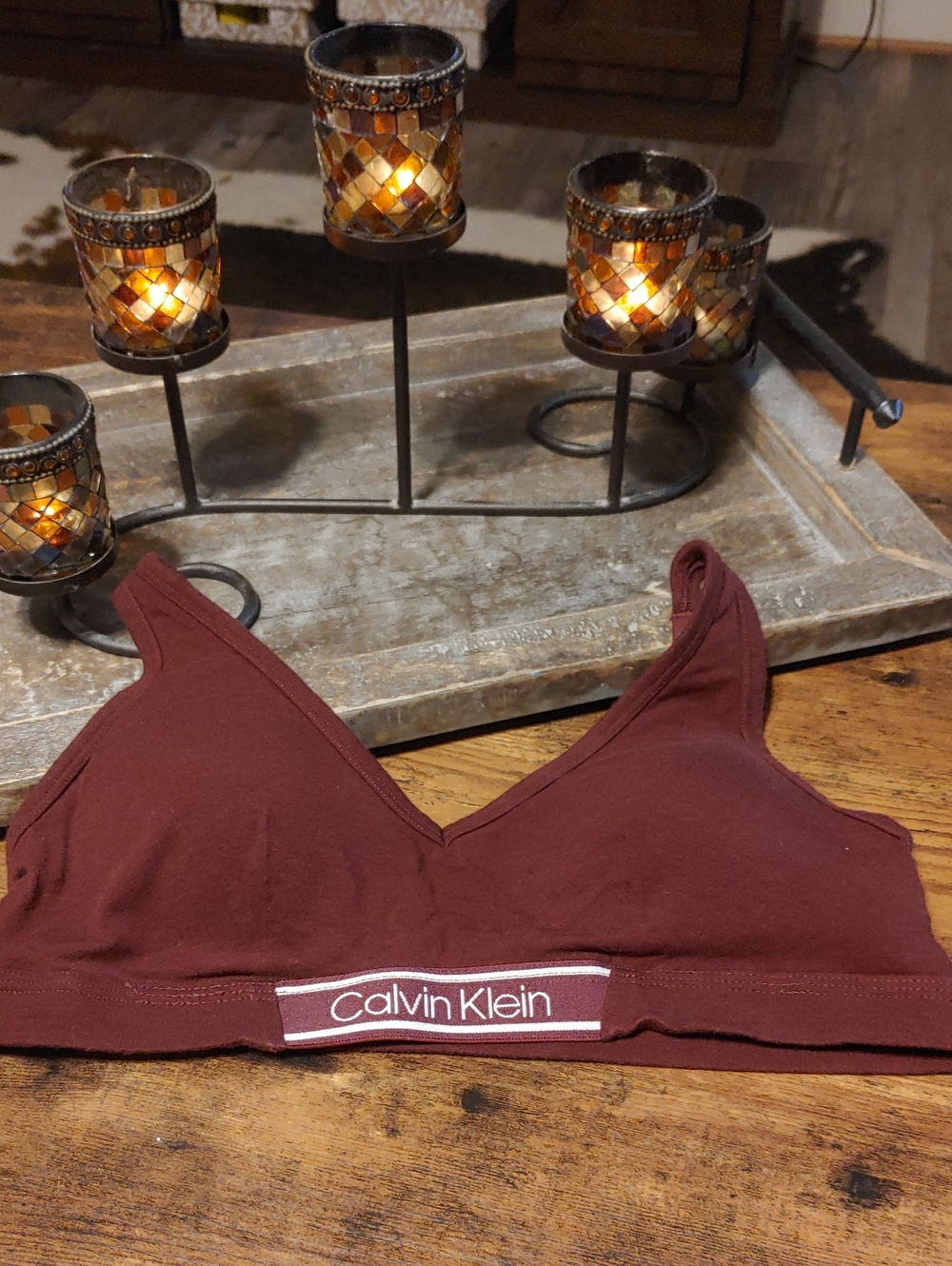 Calvin Klein Medium Maroon Colored Padded Comfy T-shirt Bra
